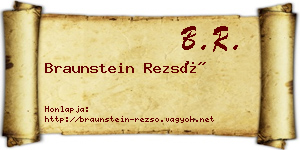 Braunstein Rezső névjegykártya